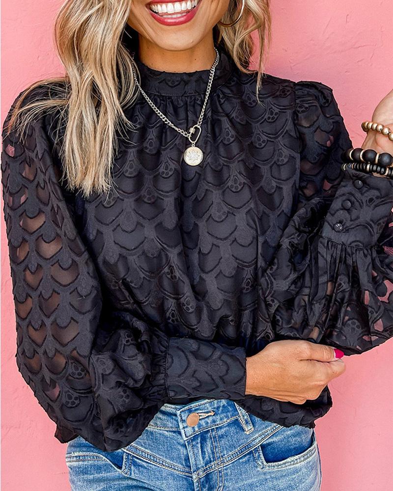 

Puff Lantern Sleeve Tied Detail Top, Black