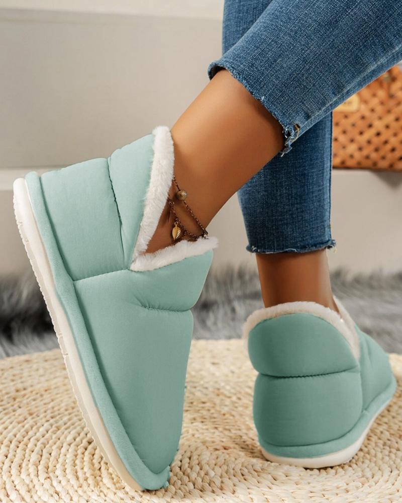 

Fluffy Trim Lined Slipper Boots, Green