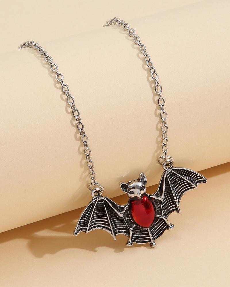 

1pc Halloween Gothic Bat Pendant Necklace, Black
