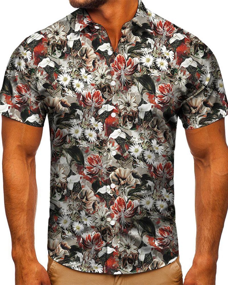 

Hawaii Floral Print Short Sleeve Button-up Shirts, Multicolor