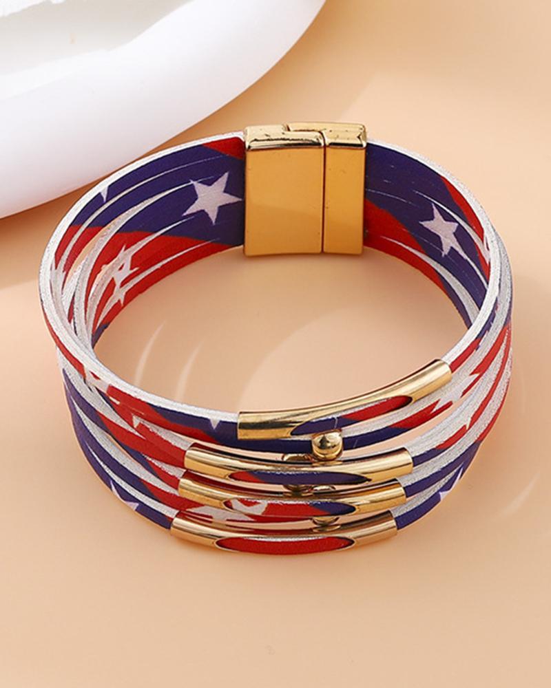 

1pc Independence Day Flag Wide Magnet Bracelet, Blue