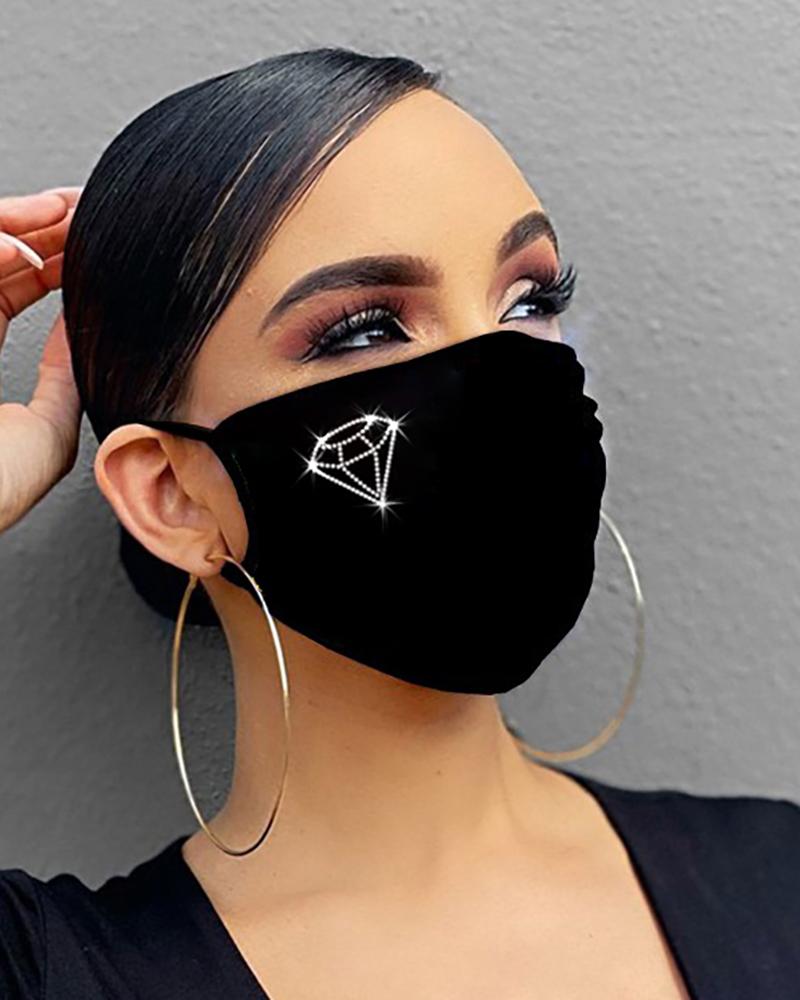 

Rhinestone Decor Earloop Face Mask, Style1