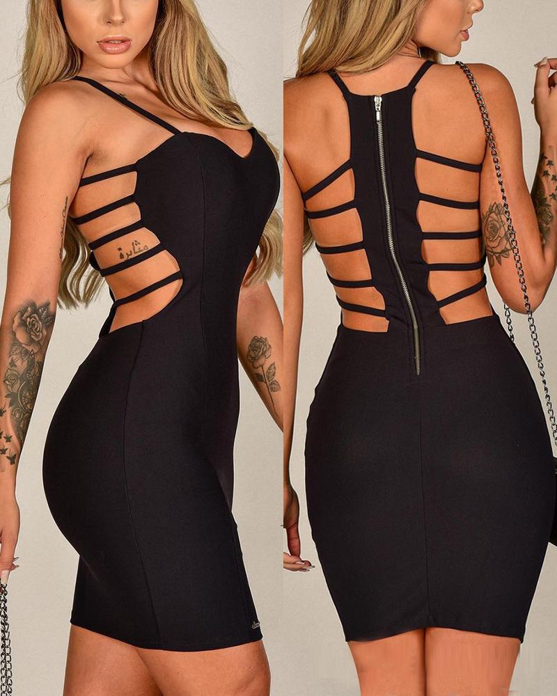 

Ladder Cutout Backless Cami Bodycon Dress, Black