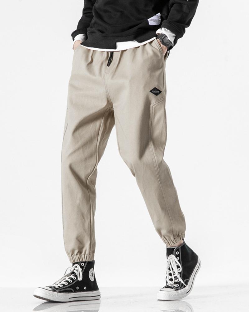 

Solid Loose Harem Pockets Cargo Pants, Khaki