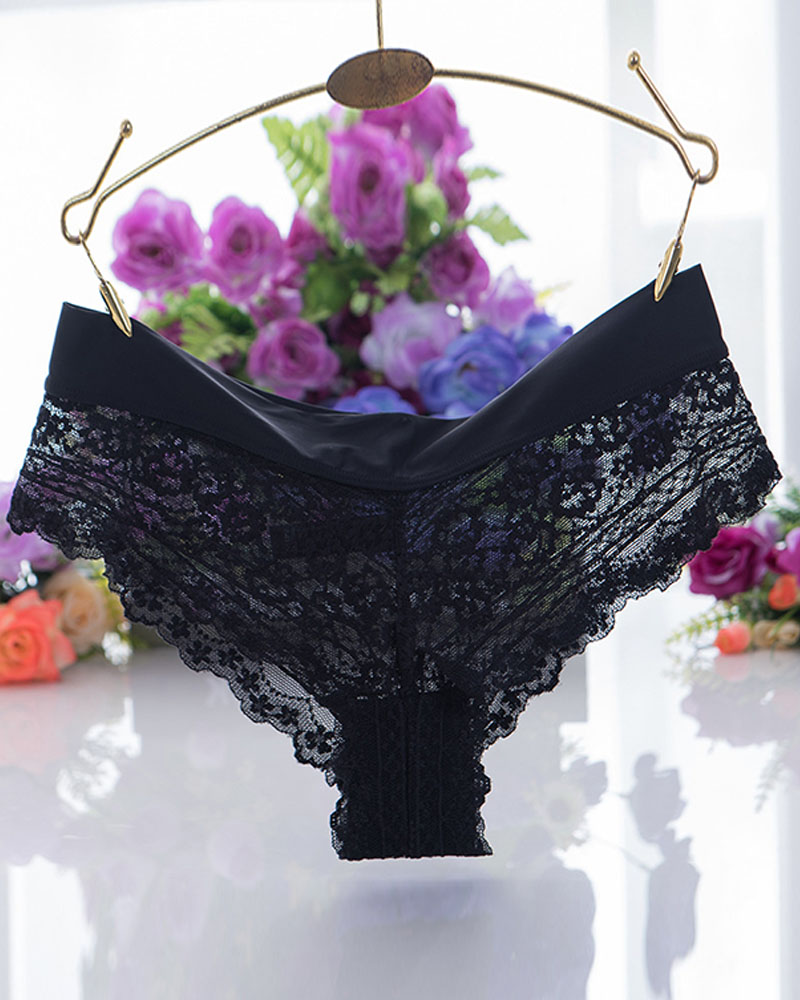 

Sexy G-string Floral Lace Thong, Black