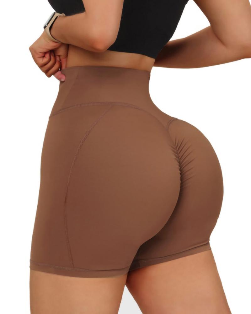 

High Waist Scrunch Butt Lift Active Shorts, Brown