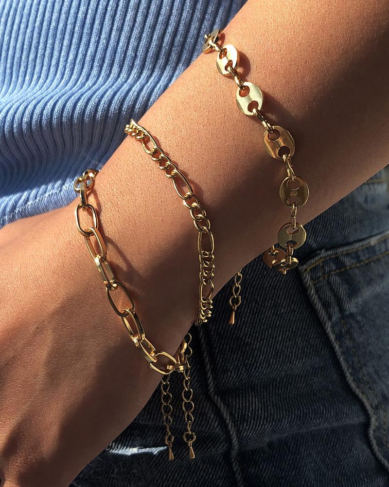 

3PCS Simple Chain Bracelet Set, Gold