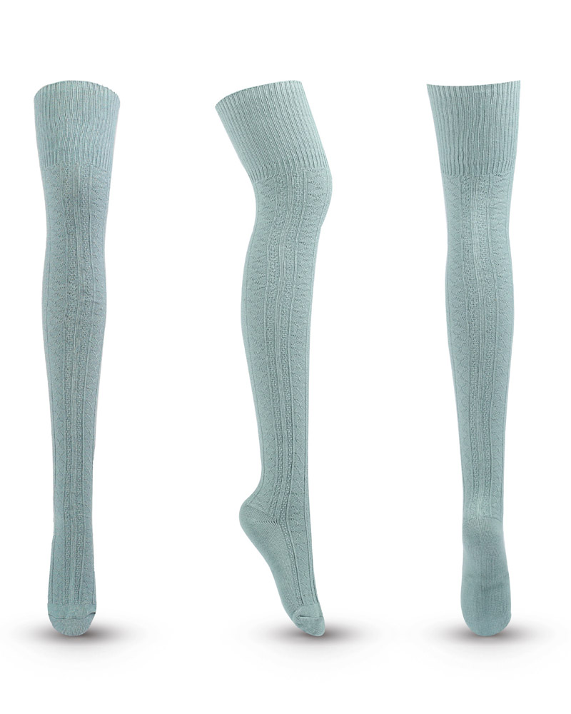 

1Pair Thigh High Knit Leg Warmers Long Boot Socks, Lighted blue