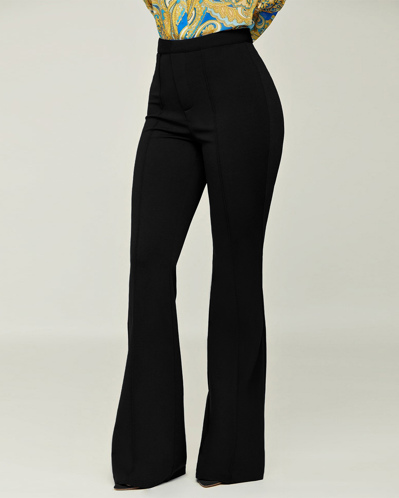 

High Waist Flared Leg Pants, Black