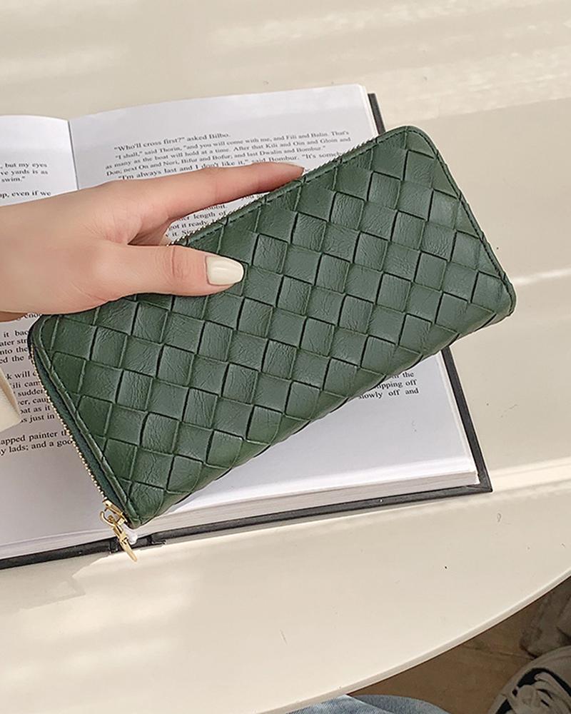 

Braided Zipper Design Coin Purse, Green