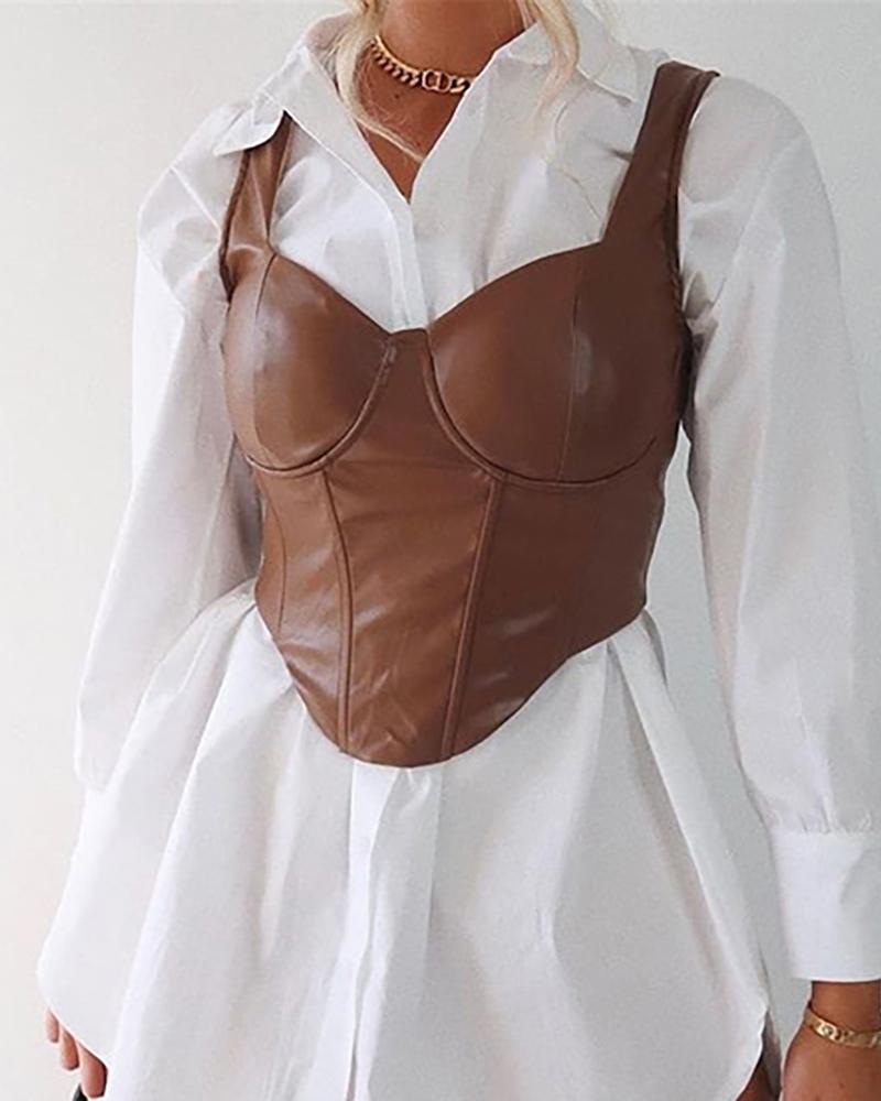 

PU Leather Skinny Tank, Brown