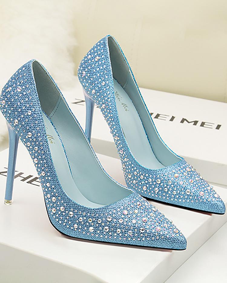 

Women Glittering Stiletto Pumps, Blue