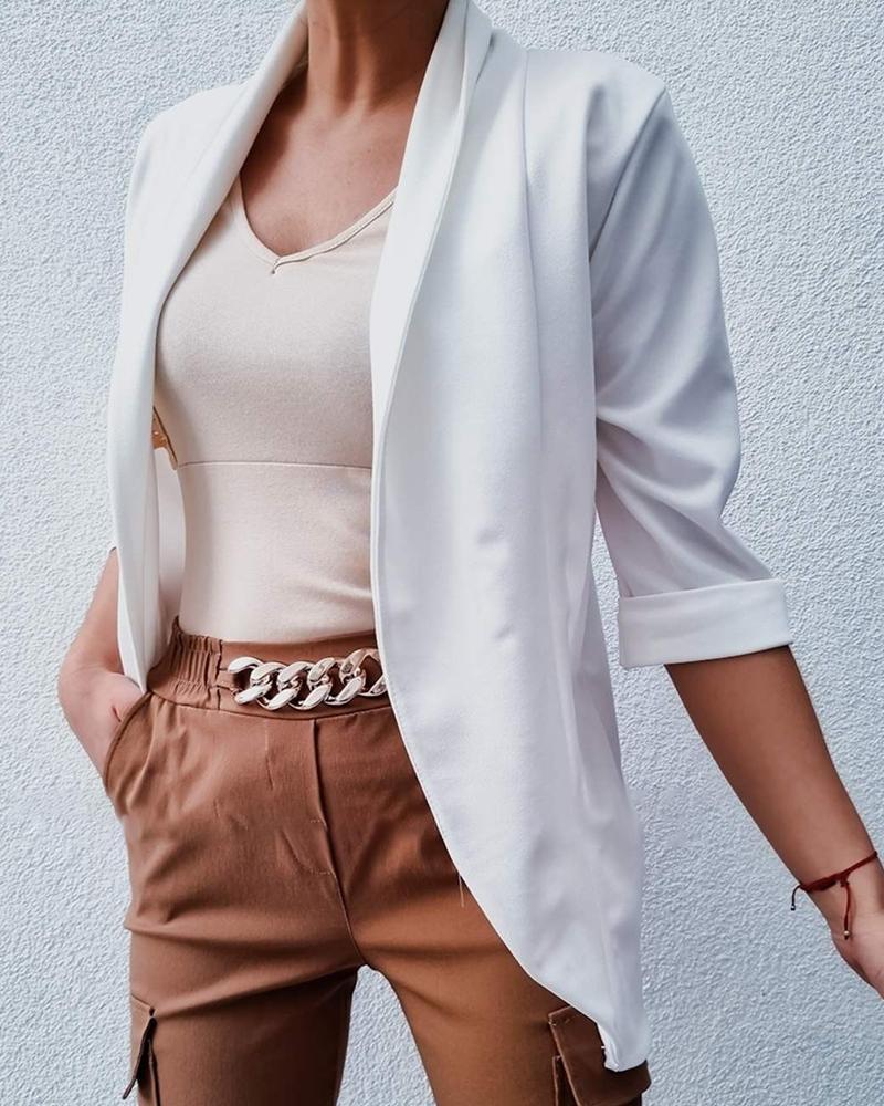 

Shawl Neck Open Front Blazer Coat, White