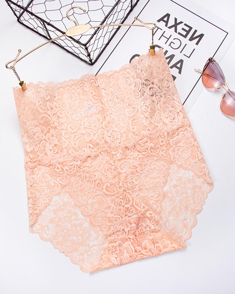 

Lace High Waist Skinny Panties, Nude