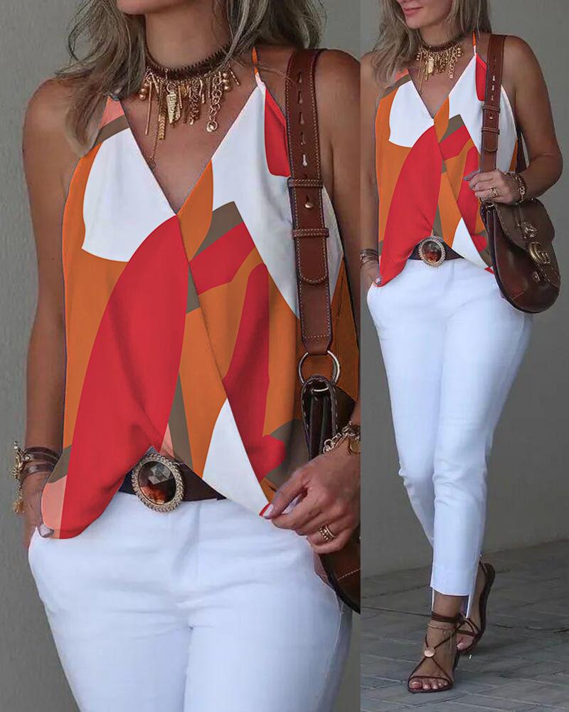 

All Over Print Halter Wrap Tank Top, Orange