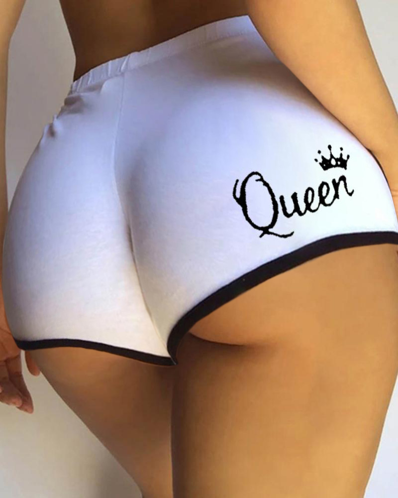 Letter Print High Waist Skinny Panty