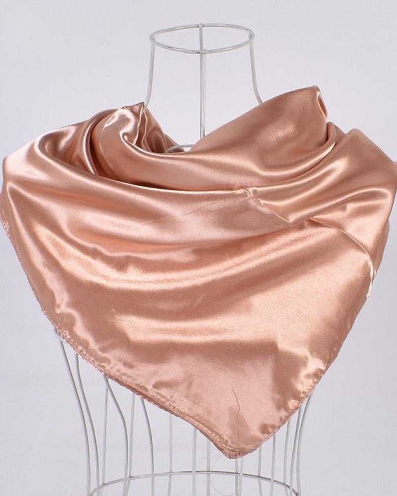 

Plain Satin Square Scarf Headband, Apricot