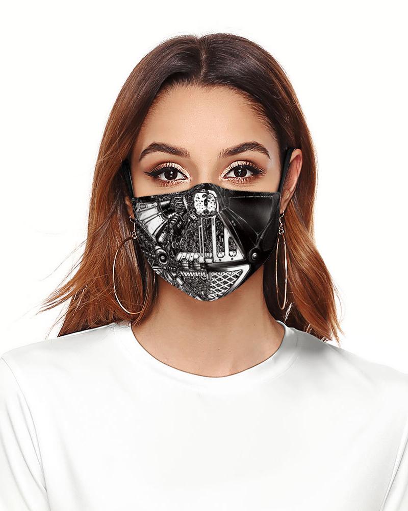 

Cartoon Print Colorblock Breathable Face Mask, Black