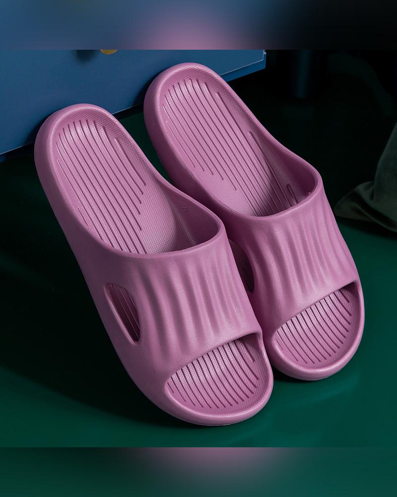 

Solid Open-toe Platform Slippers, Purple