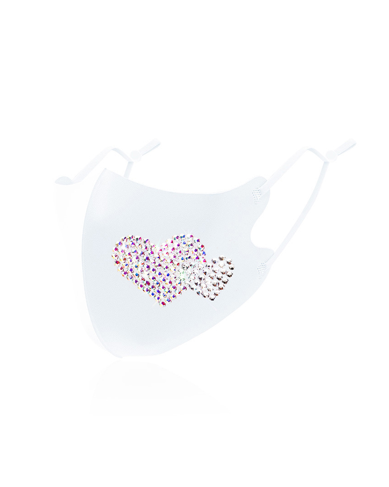 

Heart Pattern Studded Breathable Face Mask, White