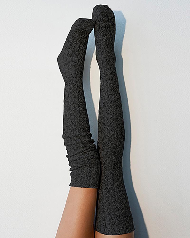 

Plain Over The Knee Socks, Black