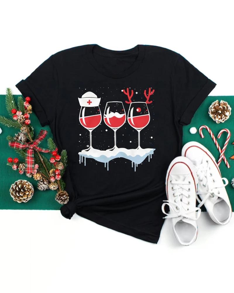

Christmas Graphic Print Short Sleeve Top, Style2