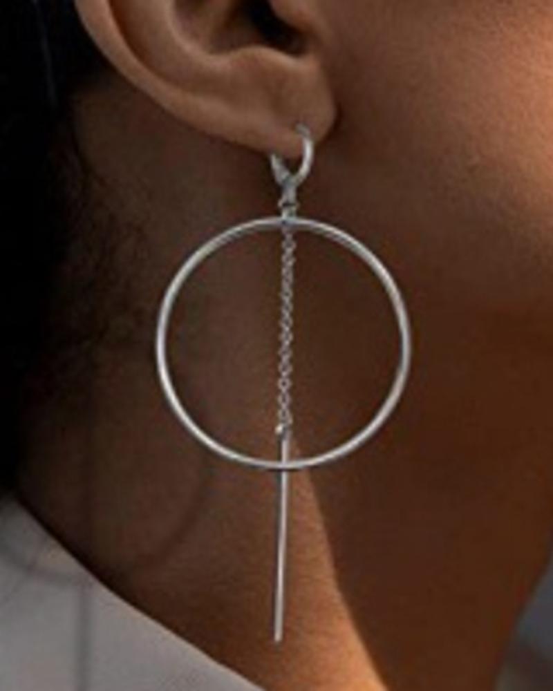 

1Pair Exaggerate Tassel Elegant Hoop Earrings, Silver