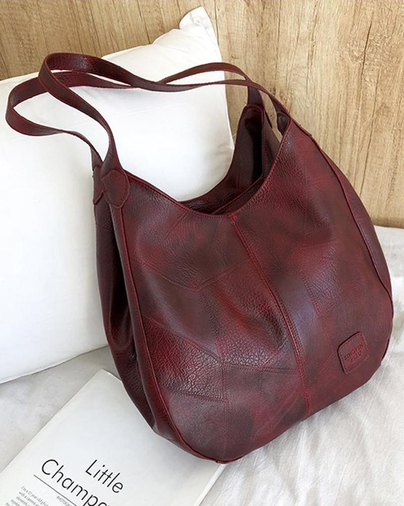 

Vintage Large Capacity Shoulder Bag, Wine red