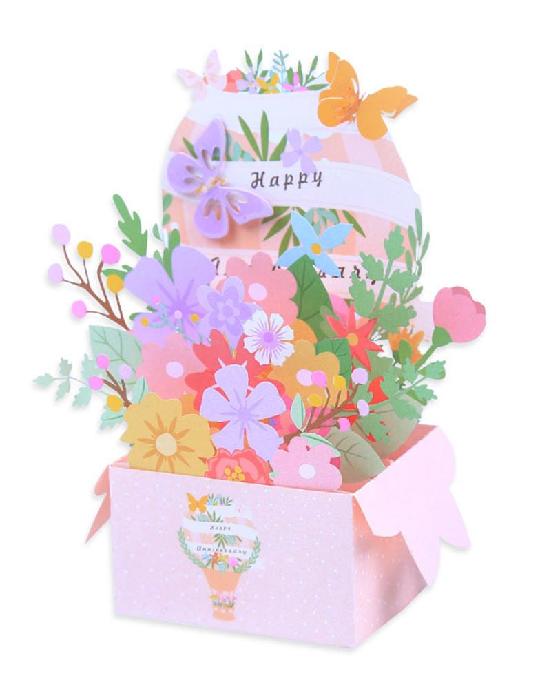 

1pc Mother's Day Birthday Anniversary Gift Displayable 3D Art Of Paper Flower Thank You Card, Multicolor