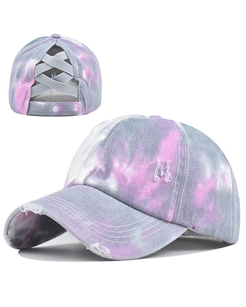 

Ripped Tie Dye Crisscross Back Baseball Cap, Style2