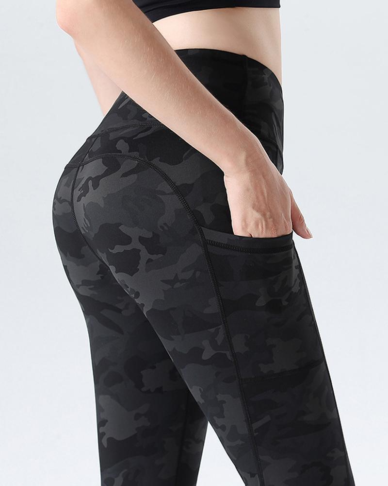 

Camo Print Side Pocket High Waist Butt Lift Leggings, Style2