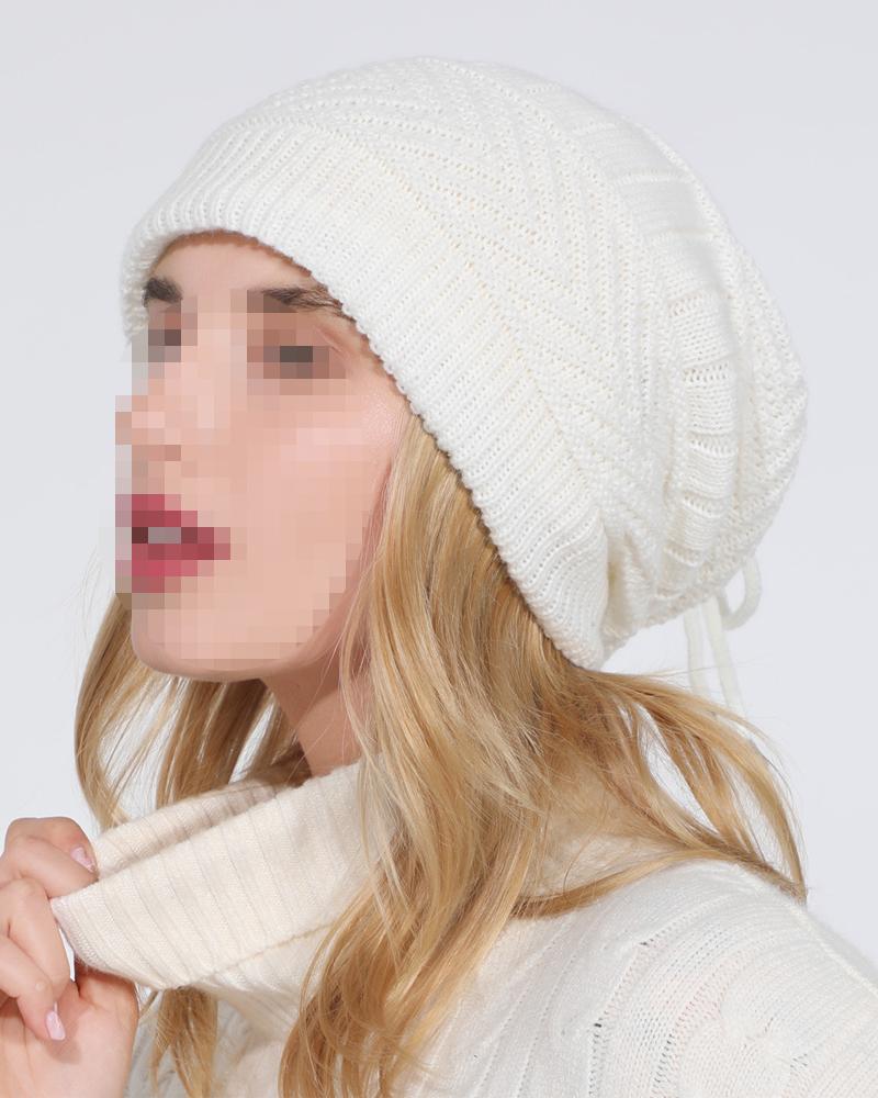 

1pc Multi-way Wear Warm Knit Beanie Hat Neck Warmer Scarf, White