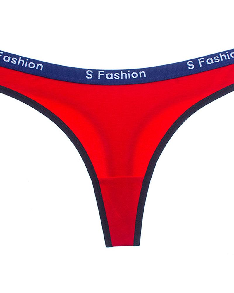 

Letter Bandage Patchwork Skinny Low Waist Panties, Red