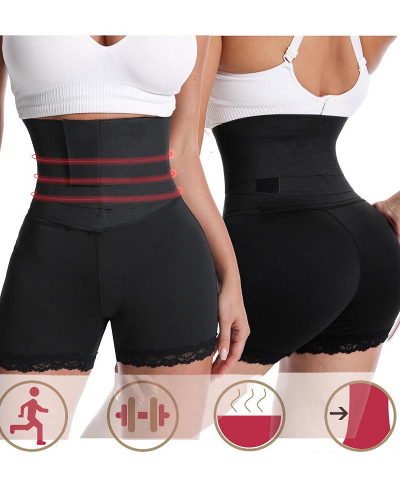 

High Waist Tummy Control Waist Trainer Underwear Elastic Webbing Belt Bandage Wrap Belly Shapewear, Black