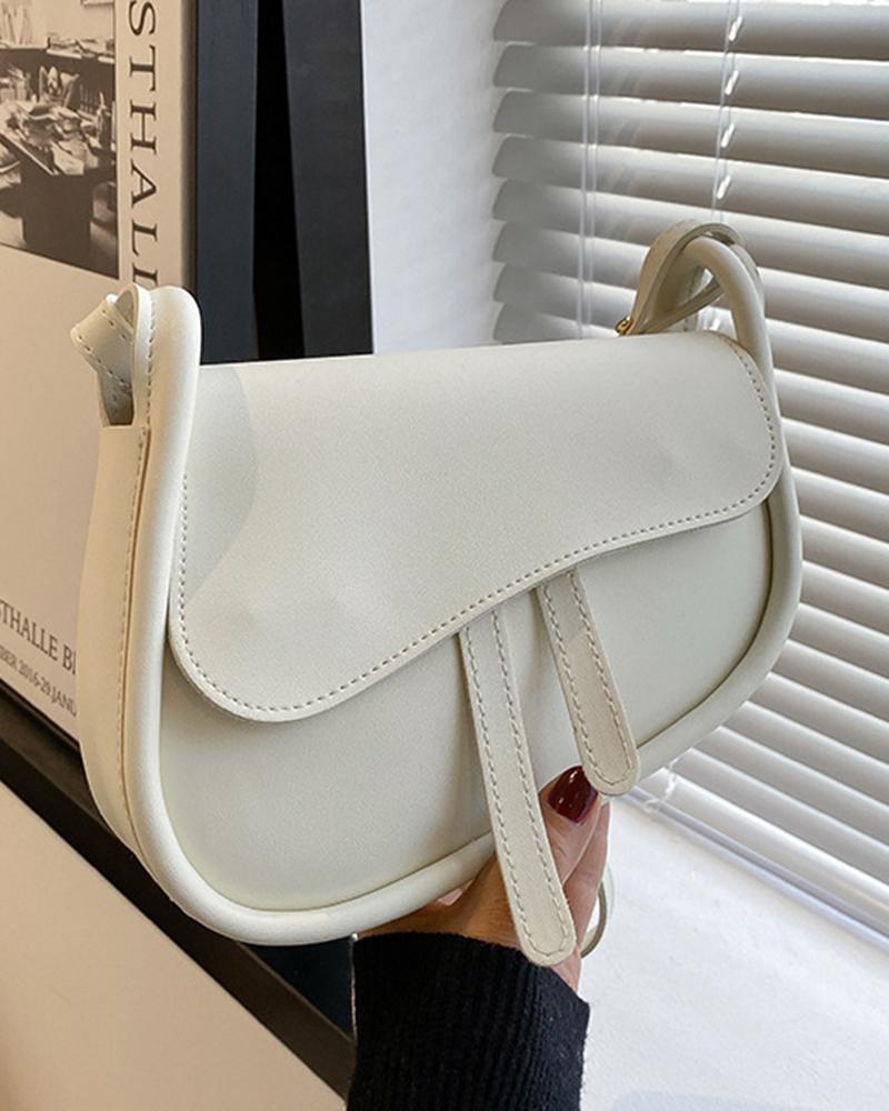 

Magnet Lock Flap Crossbody Bag, White