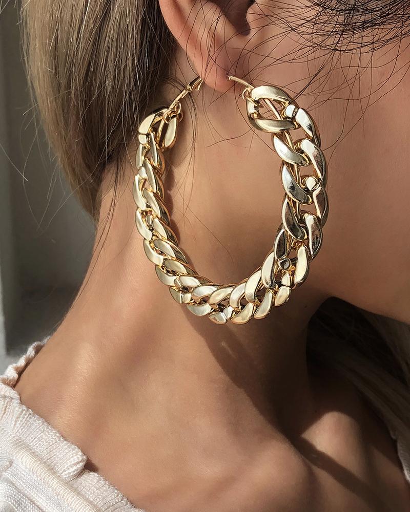 

1Pair Chain Strap Hoop Earrings, Gold