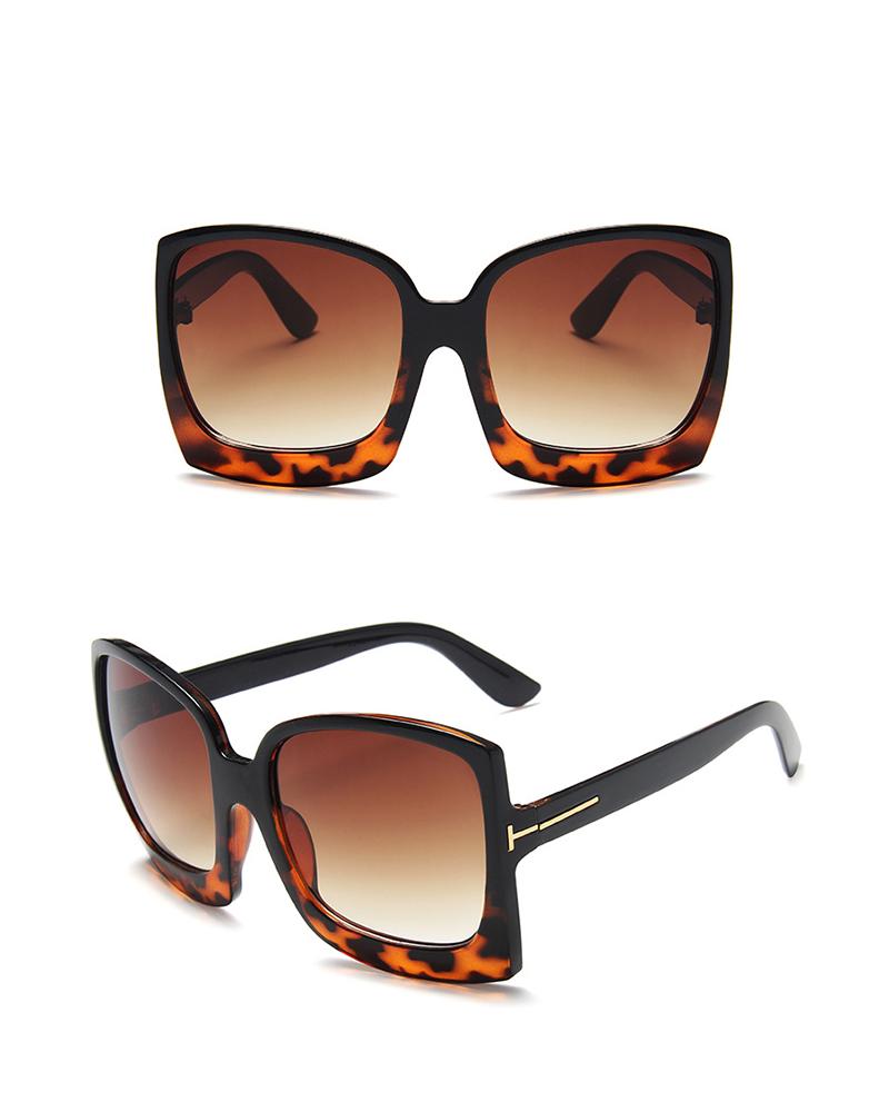 

1Pair Oversized Ombre Lens Frame Sunglasses, Brown