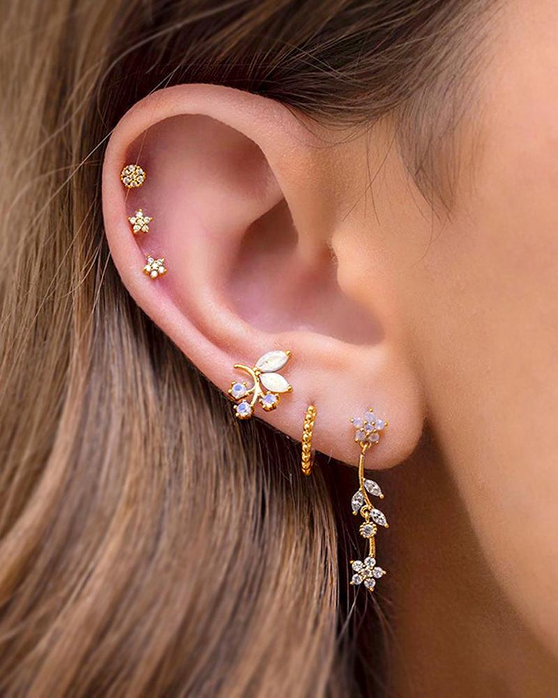 

1pcs Star Floral Shaped Ear Cuffs Earrings Set, Style2