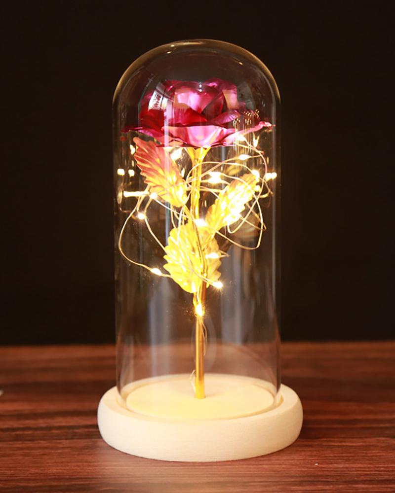 

24K Gold Foil Led Rose Light Up Forever Glass Rose For Valentine's Anniversary Wedding Home Decor, Red