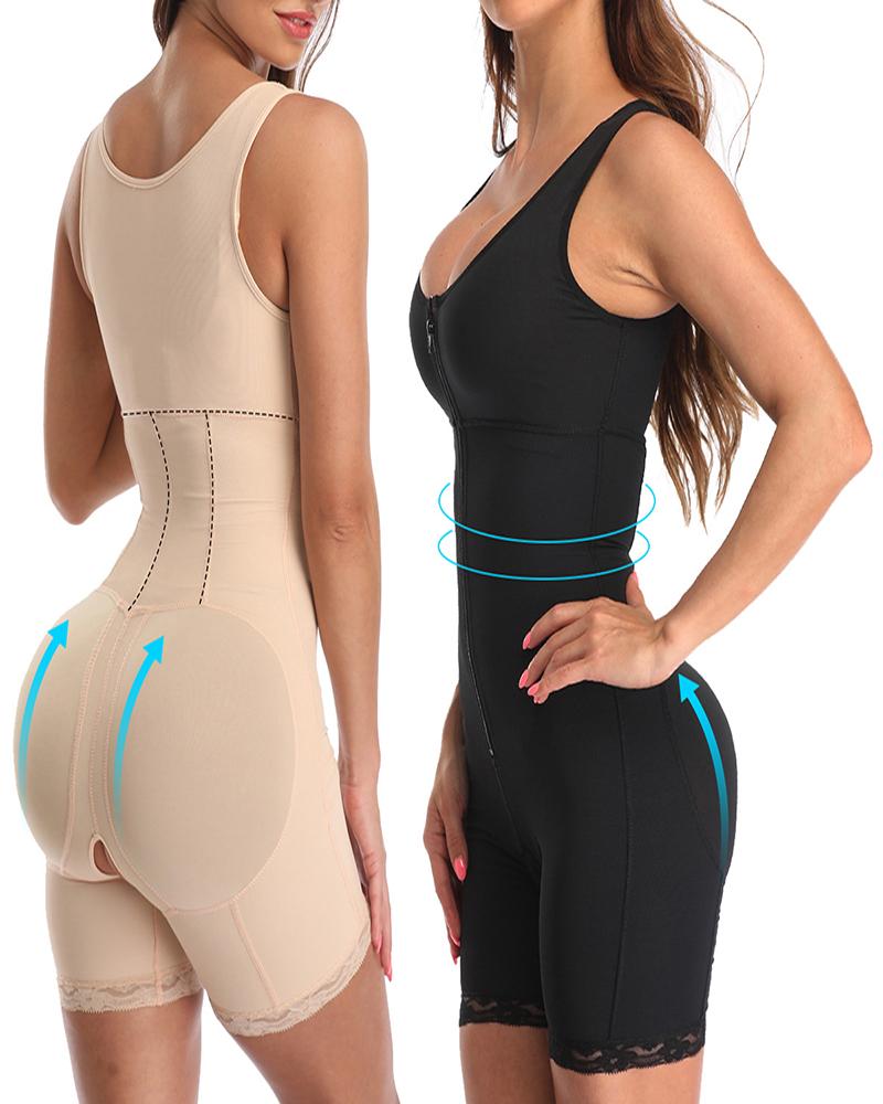 

Slimming Breathable Shapewear Push Up Full Body Shaper With Open Crotch, Black