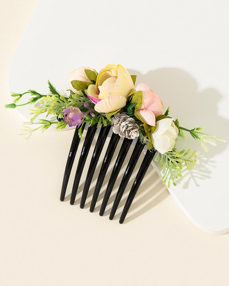 

1pcs Bride Wedding Hair Comb Clip Floral Pattern Hair Accessories, Style2