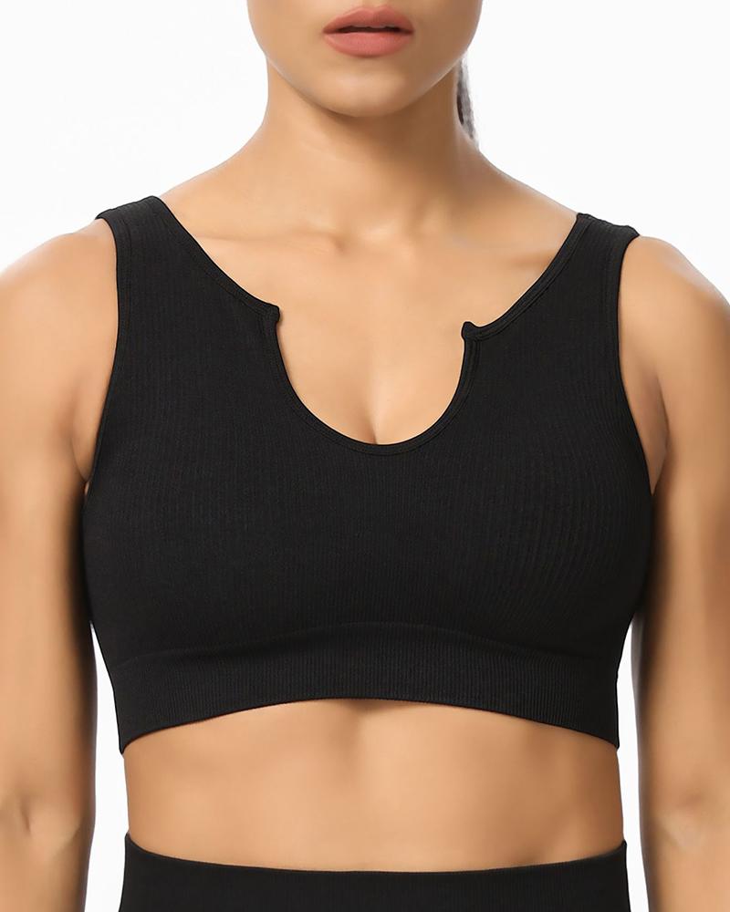 

Solid Color Skinny Sleeveless Sport Cropped Tank Top, Black