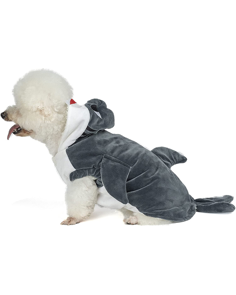 

Funny Dog Cat Shark Costumes Pet Halloween Christmas Cosplay Dress Animal Fleece Hoodie, Gray