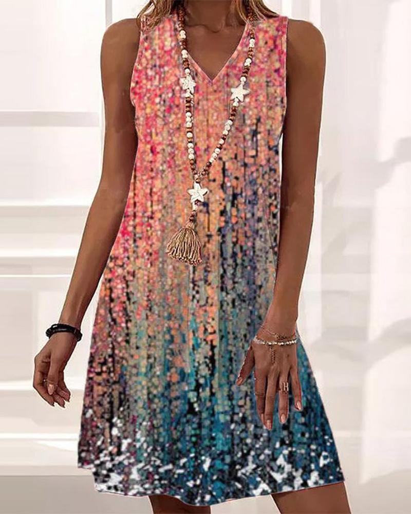 

Ombre Print Sleeveless Casual Dress, Multicolor