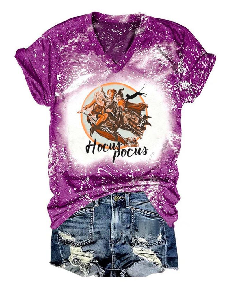 

Halloween Figure Letter Print Casual T-shirt, Purple