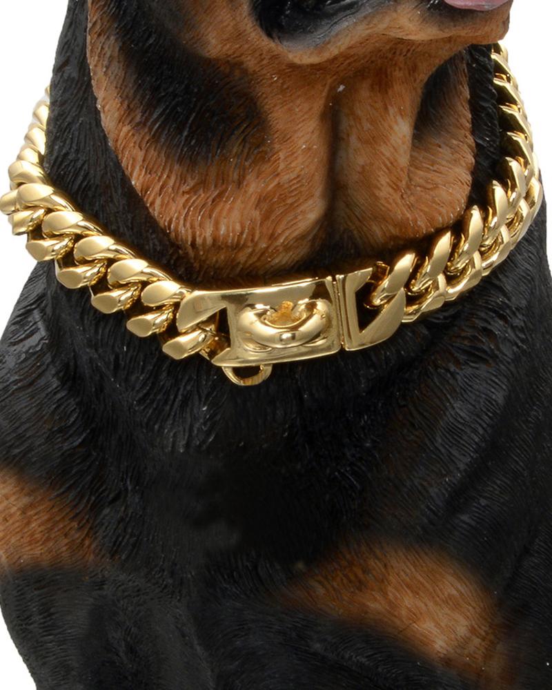 

Cuban Link Pet Necklace, Gold