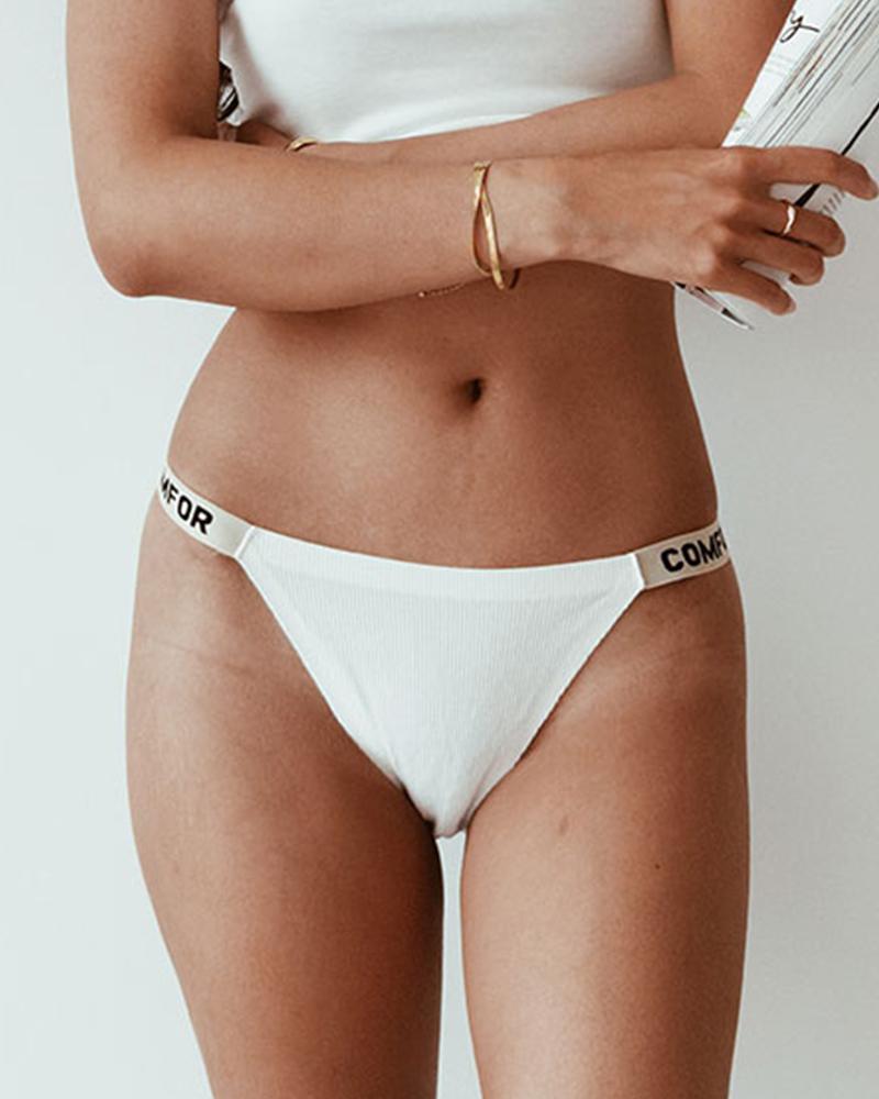 

Letter Graphic V-Strings Panties, White