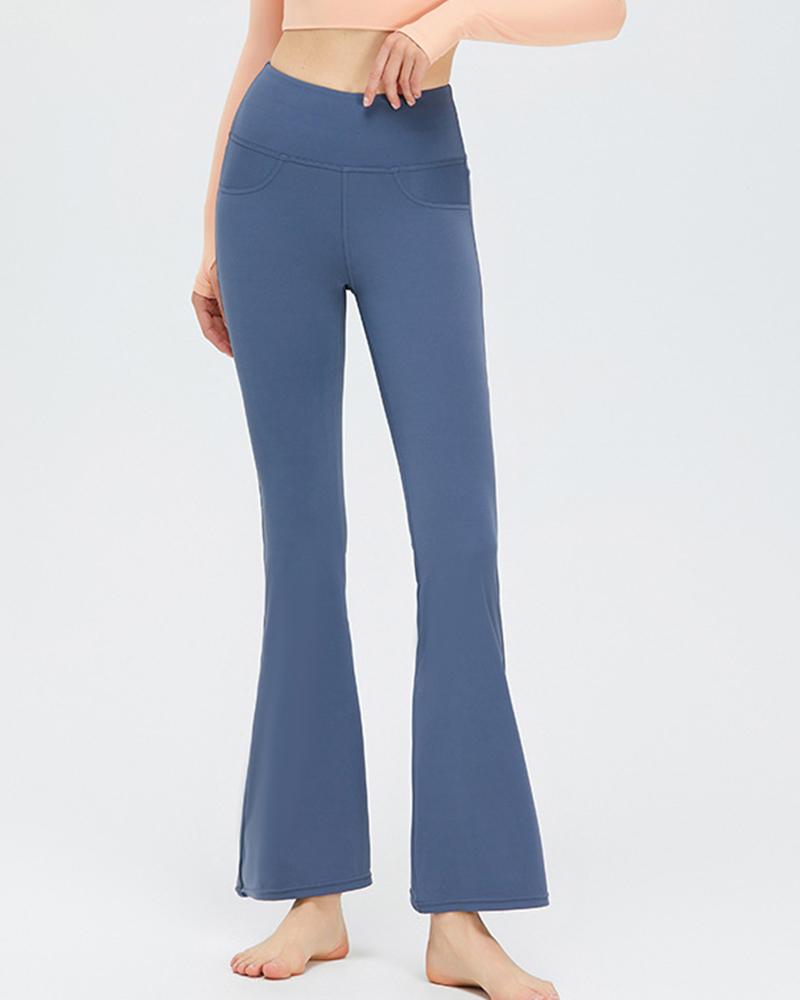 

High Waist Butt Lifting Bootcut Pants, Blue