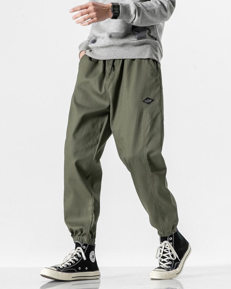 

Solid Loose Harem Pockets Cargo Pants, Green