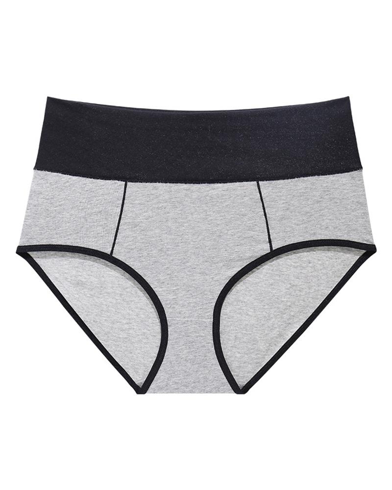 

High Waist Skinny Color Block Panties, Gray